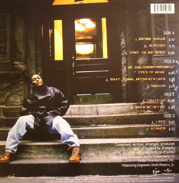 Image of Back Cover of 2xLP - NEW/NEW - D'ANGELO, Brown Sugar (Virgin; 4724081, Europe 2015 Reissue, 180 Gram), ,  - 2156071S