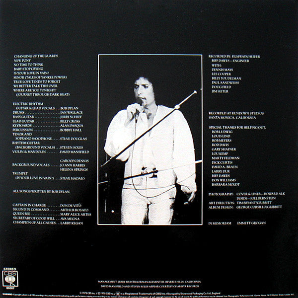 Image of Back Cover of 3914443C: LP - BOB DYLAN, Street Legal (CBS Orange/Yellow; CBS 86067, UK 1978, Inner)   VG/VG+