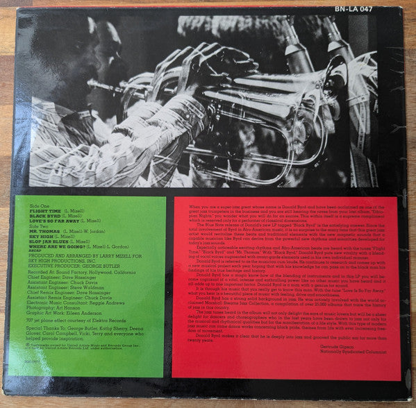 Image of Back Cover of LP - VG/G+ - DONALD BYRD, Black Byrd (Blue Note (Dark Blue w/ black 'b'); BNLA047, UK 1975 Reissue, Laminated Sleeve), Many hairlines but plays well with underlying crackle.,  - 3626381E