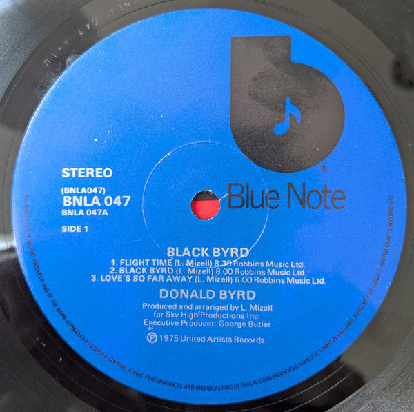 Image of Label Cover of LP - VG/G+ - DONALD BYRD, Black Byrd (Blue Note (Dark Blue w/ black 'b'); BNLA047, UK 1975 Reissue, Laminated Sleeve), Many hairlines but plays well with underlying crackle.,  - 3626381E