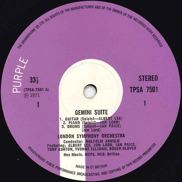 Image of Label Cover of 4925074E: LP - JON LORD, Gemini Suite (Purple; TPSA7501, UK 1971, Textured Gatefold Sleeve) Strong VG  VG+/VG