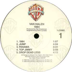 Image of Label Cover of LP - G+/G - VAN HALEN, 1984 (Warner Bros. Records; 1-23985, US 1984, Inner, Winchester Pressing), Light scuffy marks, wear to edges and generally worn. ,  - 2816276C