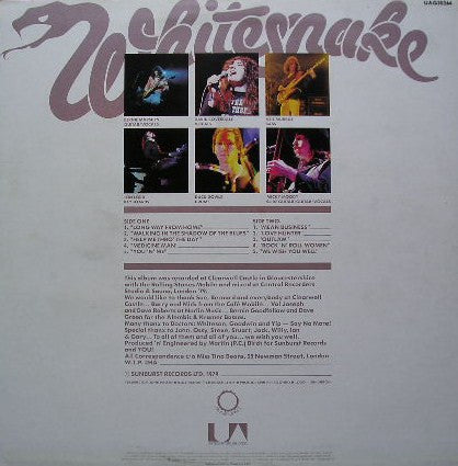 Image of Back Cover of LP - VG/G+ - WHITESNAKE, Lovehunter (UA; UAG30264, UK 1979, Inner), Light Marks only.,  - 0716129C