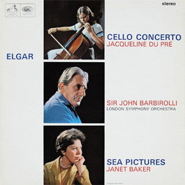 Image of Front Cover of 4724369E: LP - JACQUELINE DU PRE, BARBIROLLI, LSO, Elgar: Cello Concerto (HMV Red, Semi Circular Nipper Box; ASD 655, UK 1965, Laminated Flipback Sleeve, Stereo, No Cat No On Spine) 5cm Tear to Bottom Right Se  VG/VG+