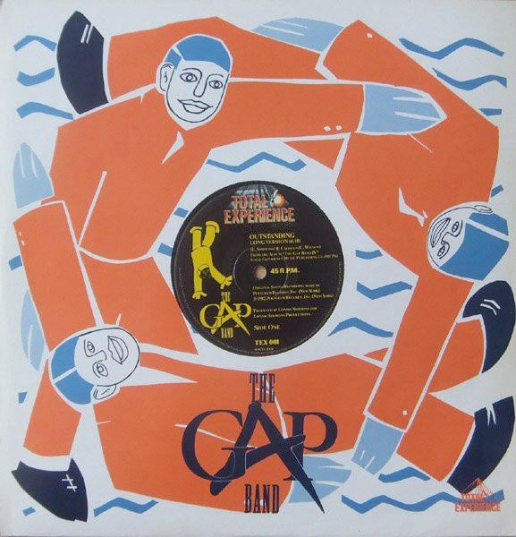 Image of Front Cover of 12" - G/G - THE GAP BAND, Outstanding (Total Experience; TEX-001, UK 1982, Picture Sleeve), Record marked and scuffed. Sleeve liquid damaged, wavy and stained; sticker damage on front,  - 3916405C