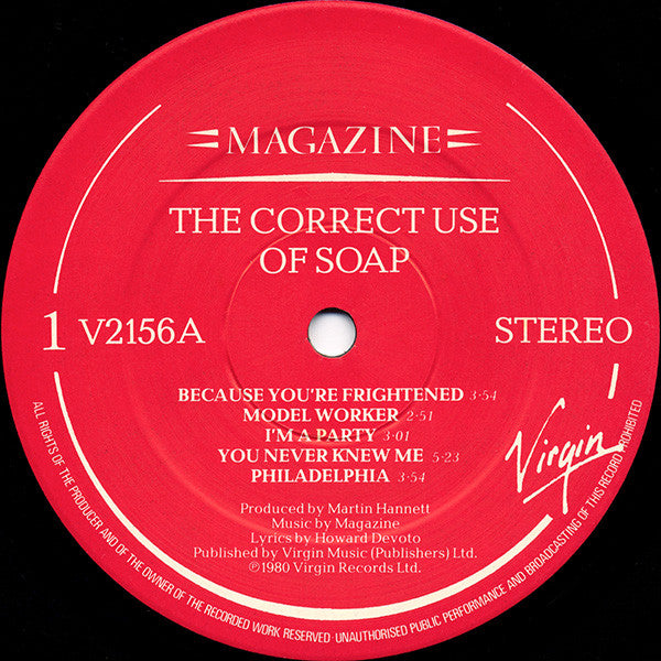 Image of Label Cover of LP - VG/VG - MAGAZINE, The Correct Use Of Soap (Virgin; V2156, UK 1980, Textured Sleeve), Edges Faded,  - 3626310E