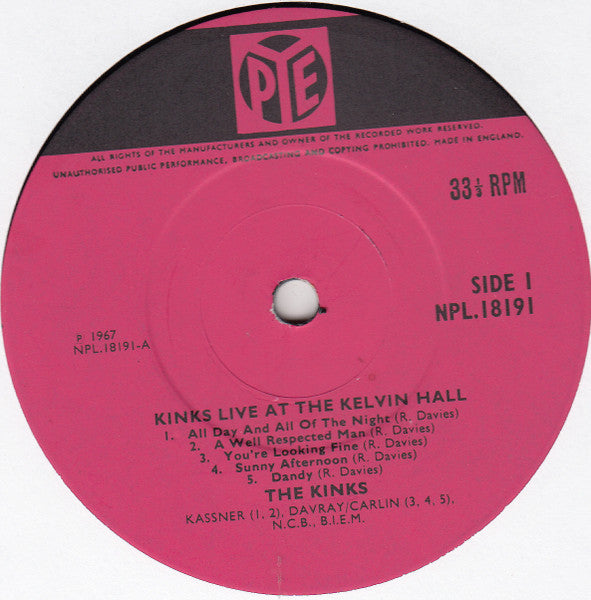 Image of Label Cover of LP - VG/VG - THE KINKS, Live At Kelvin Hall (Pye Records; NPL.18191, UK 1968, Flipback Sleeve, Mono), Front of sleeve worn & creased, one small pen mark on rear. ,  - 3016185C