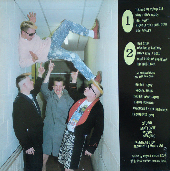 Image of Back Cover of LP - VG+/EX - THE KREWMEN, The Adventures Of The Krewmen (Lost Moment Records; LMLP008, UK 1986), ,  - 0626116E