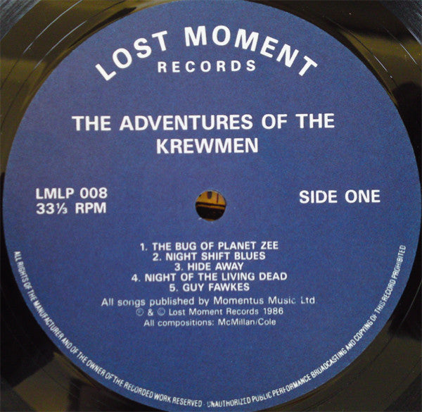 Image of Label Cover of LP - VG+/EX - THE KREWMEN, The Adventures Of The Krewmen (Lost Moment Records; LMLP008, UK 1986), ,  - 0626116E