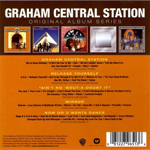 Image of Back Cover of 5xCD - EX/EX - GRAHAM CENTRAL STATION, Original Album Series (Rhino Entertainment; 8122796513, UK 2013, Box Set, Inners), ,  - 1756275S