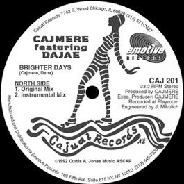 Image of Front Cover of 12" - /VG - CAJMERE FEATURING DAJAE, Brighter Days (Cajual Records; CAJ 201, US 1992, Plain Sleeve), ,  - 1926001E