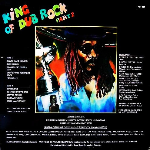 Image of Back Cover of 4625124E: LP - SIR COXSONE SOUND (LLOYD COXSON), King Of Dub Rock Part 2 (Regal Records; RLP001, UK 1982, Laminated Sleeve) One bent corner on sleeve, still looks amazing.  VG/VG+