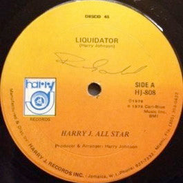 Image of Front Cover of 12" - /VG - HARRY J. ALL STAR, Liquidator (Harry J; HJ808, Jamaica 1978), A number of lighter marks on record,  - 2716293C