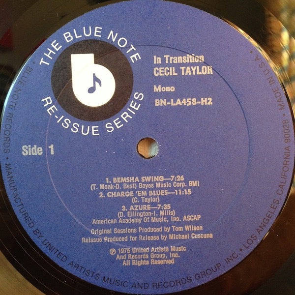 Image of Label Cover of 2xLP - G+/VG - CECIL TAYLOR, In Transition (Blue Note; BN-LA458-H2, US 1975, Gatefold), ,  - 2726018E