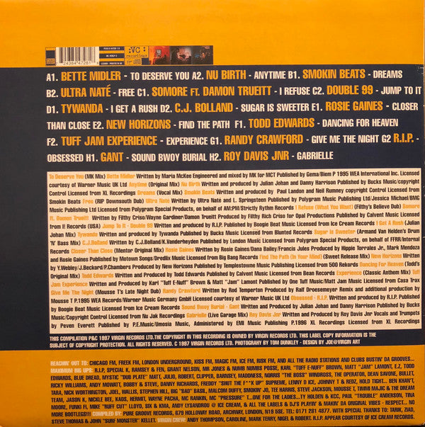 Image of Back Cover of 5144280S: 4x12" - VARIOUS, Locked On Volume 2 (Sound Of The Underground) (VC Recordings; VCRLP 3, UK 1997, Stickered Gatefold Sleeve) HEavy ringwear; some creasing/edgewear/cornerwear. Light marks only.  G+/VG