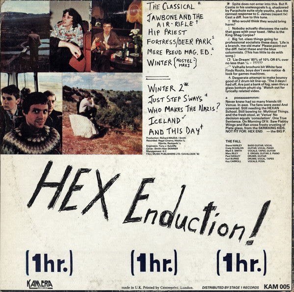 Image of Back Cover of 0225233E: LP - THE FALL, Hex Enduction Hour (Kamera; KAM 005, UK 1982) Strong VG  VG+/VG