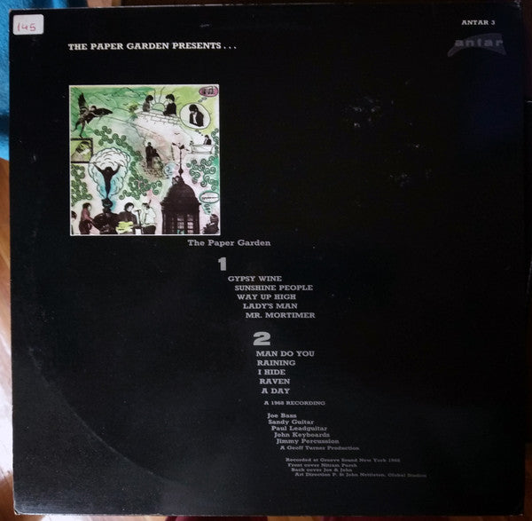 Image of Back Cover of LP - VG/VG - PAPER GARDEN, Paper Garden (Antar; 3, UK 1986 Reissue, Insert), ,  - 0646135S