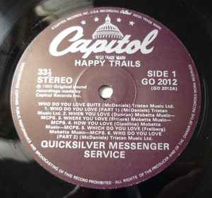 Image of Label Cover of LP - VG+/VG - QUICKSILVER MESSENGER SERVICE, Happy Trails (Capitol Green-light; GO2012, UK 1980s Reissue), ,  - 1416111C