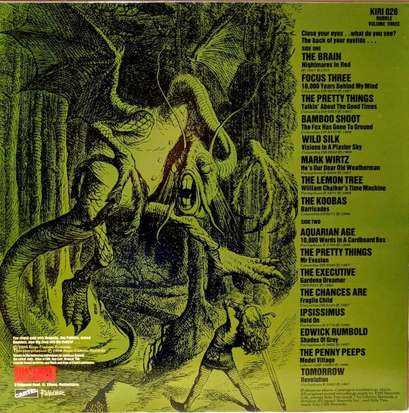 Image of Back Cover of LP - VG+/VG+ - VARIOUS, Nightmares in Wonderland - Rubble 3 (Bam Caruso; KIRI026, UK 1987, Inner), ,  - 2926180E