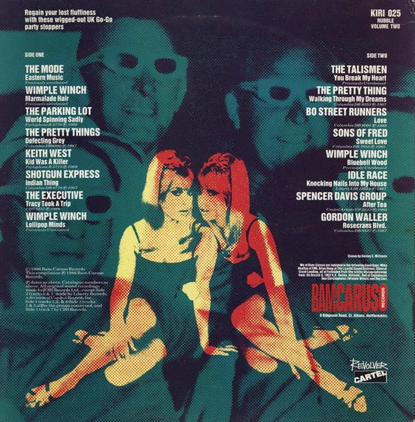 Image of Back Cover of LP - VG+/VG - VARIOUS, Rubble 2 - Pop-Sike Pipe Dreams (Bam Caruso; KIRI 025, UK 1987, Inner), ,  - 2926246E