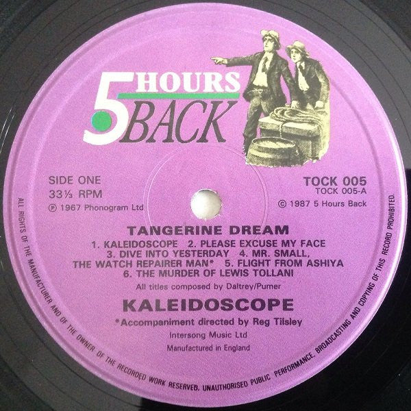 Image of Label Cover of LP - EX/EX - KALEIDOSCOPE, Tangerine Dream (5 Hrs Back; TOCK 005, UK 1987 Reissue), Lovely Copy,  - 1226255E