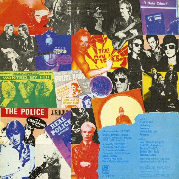 Image of Back Cover of LP - G+/VG - THE POLICE, Outlandos D'Amour (A&M Records Rim Text At Top Of Labels; AMLH 68502, UK 1978, CMCS Print & Colour Sleeve), Sleeve a little tatty,  - 3716083C