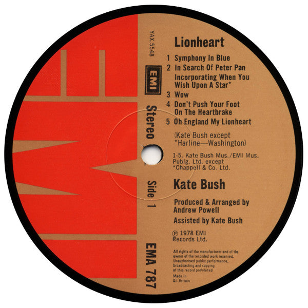 Image of Label Cover of LP - G+/VG - KATE BUSH, Lionheart (EMI; EMA 787, UK 1978, Embossed Gatefold Sleeve, No Inner), Heavy wear to sleeve, small rip on rear side opening. Hairlines only. ,  - 2726345E