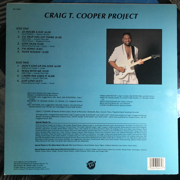 Image of Back Cover of 5144105S: LP - CRAIG T. COOPER PROJECT, Love Dues (Valley Vue Records; D1-72947, US 1989, Picture Sleeve) Light marks only.  VG/VG