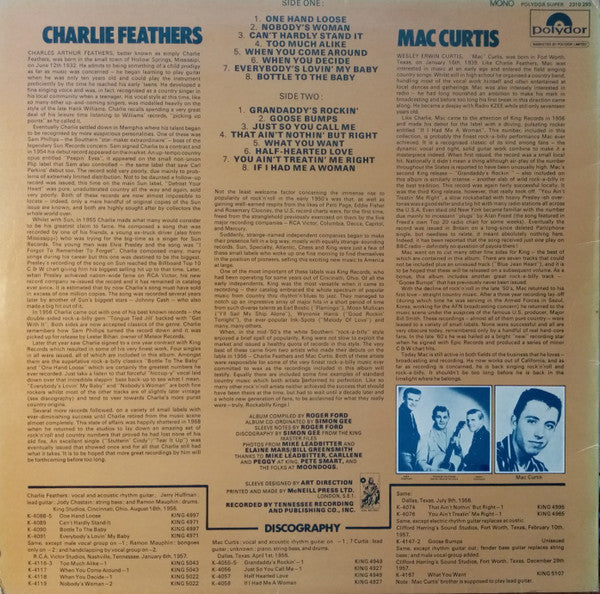 Image of Back Cover of LP - VG/VG+ - CHARLIE FEATHERS / MAC CURTIS, Rockabilly Kings (Polydor; 2310 293, UK 1974), ,  - 3126342E