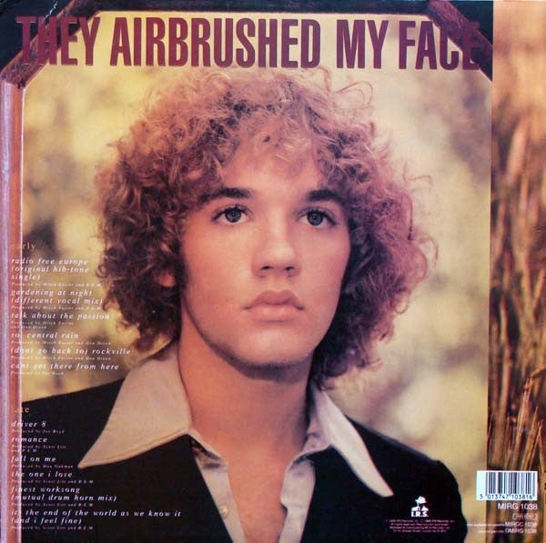 Image of Back Cover of LP - VG+/VG+ - R.E.M., Eponymous (IRS; MIRG 1038, UK 1988, Inner), Fading Down Spine,  - 2526179E