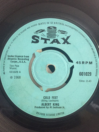 Image of Front Cover of 7" - /VG - ALBERT KING, Cold Feet (Stax; 601029, UK 1968, 3-Prong Centre), Centre intact. Light marks only, A Cold FeetB You Sure Drive A Hard Bargain - 2316452C