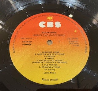 Image of Label Cover of LP - VG+/VG+ - SIMON AND GARFUNKEL, Bookends (CBS Orange/Yellow; 63101, UK 1970s Reissue, Non-Laminated Sleeve, Stereo), ,  - 3816587C
