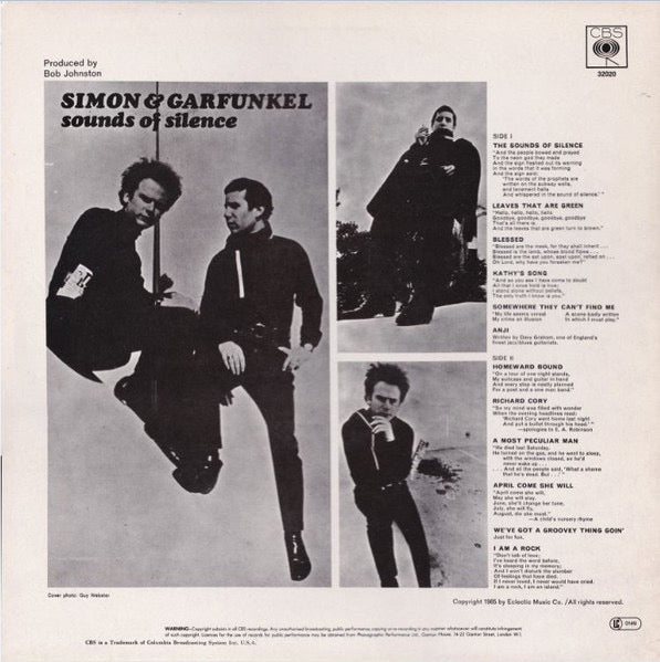 Image of Back Cover of LP - VG/VG - SIMON AND GARFUNKEL, Sounds Of Silence (CBS Orange/Yellow; 32020, UK 1970s Reissue, Non-Laminated Sleeve), Very light marks on disc.,  - 2646059S