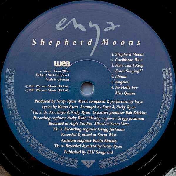 Image of Label Cover of LP - VG+/VG+ - ENYA, Shepherd Moons (WEA; 9031 - 75572 - 1, Europe 1991), ,  - 2726202E