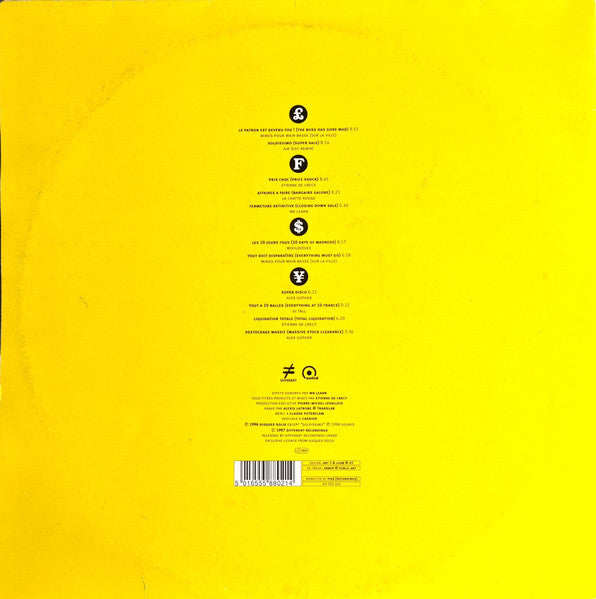 Image of Back Cover of 2xLP - VG/G+ - ETIENNE DE CRECY, Super Discount (Different; DIF 002 DLP, France 1997, Gatefold), Sleeve quite worn, ringwear, marks, sticker ghost and corner damage. Lots of light hairlines on discs.,  - 3016100C