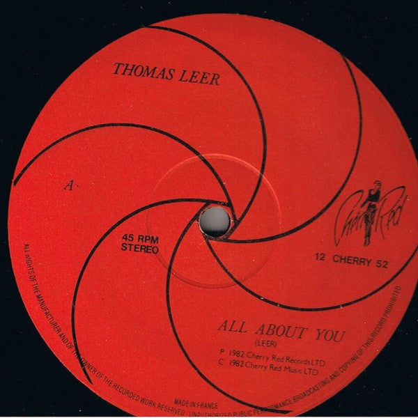 Image of Label Cover of 12" - VG+/VG+ - THOMAS LEER, All About You (Cherry Red; 12CHERRY52, UK 1982, Picture Sleeve), ,  - 1026459E