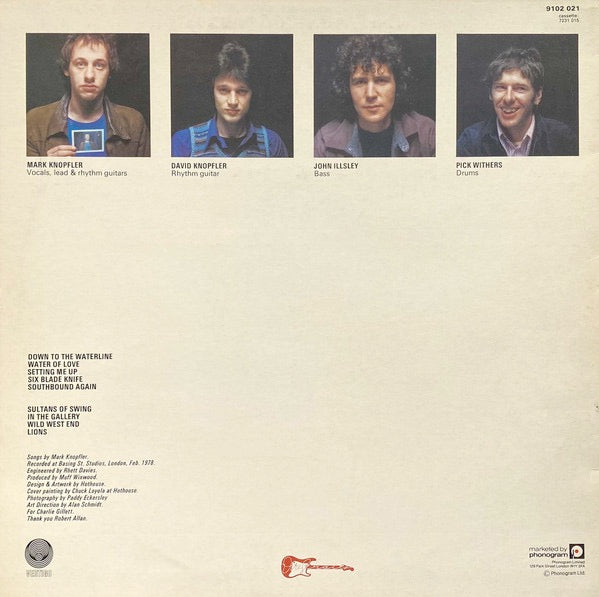 Image of Back Cover of LP - VG/G+ - DIRE STRAITS, Dire Straits (Vertigo Spaceship; 9102 021, UK 1978, Inner, Label Address On Rear Of Sleeve), A few light marks,  - 3316082C