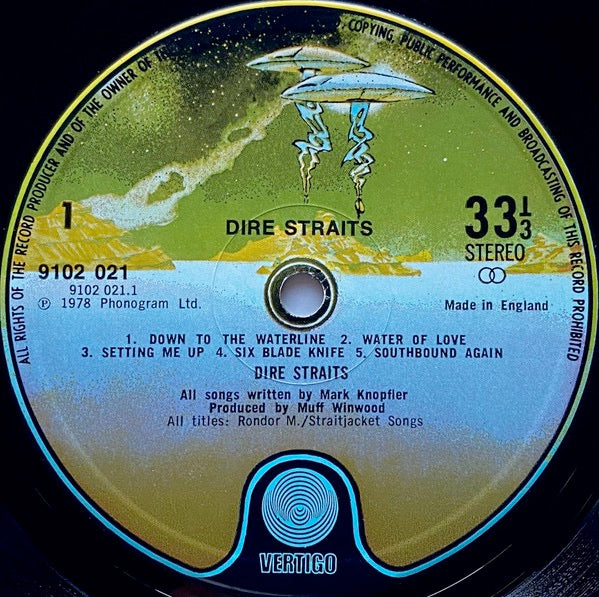 Image of Label Cover of LP - VG/G+ - DIRE STRAITS, Dire Straits (Vertigo Spaceship; 9102 021, UK 1978, Inner, Label Address On Rear Of Sleeve), A few light marks,  - 3316082C