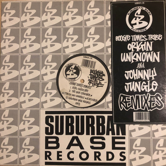 Image of Front Cover of 12" - VG/G - BOOGIE TIMES TRIBE, The Dark Stranger / Real Hardcore (Remixes) (Suburban Base Records; SUBBASE 27R, UK 1993, Stickered Company Sleeve), Light marks only, but disc has a warp, plays ok though. WOL.,  - 2826253E