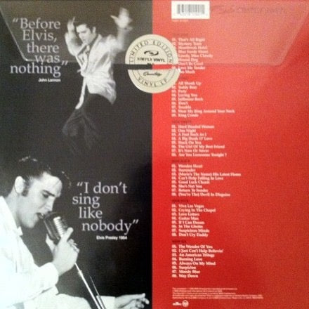 Image of Back Cover of 3xLP - VG/VG - ELVIS PRESLEY, The 50 Greatest Hits (RCA; 74321 811021, Europe 2000, Stickered Plastic Sleeve, Insert), One gold hype sticker only.,  - 2516458C