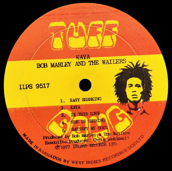 Image of Label Cover of 4644074S: LP - BOB MARLEY AND THE WAILERS, Kaya (Tuff Gong / Island; ILPS 9517, Barbados 1978)   VG/VG+