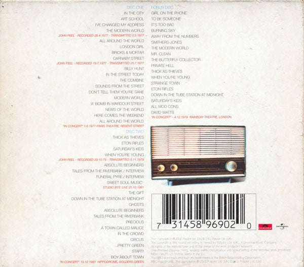 Image of Back Cover of 3xCD - G+/VG+ - THE JAM, The Jam At The BBC  (Polydor; 5896902, Europe 2002, Slipcase), Discolouration To Slipcase,  - 4116359C
