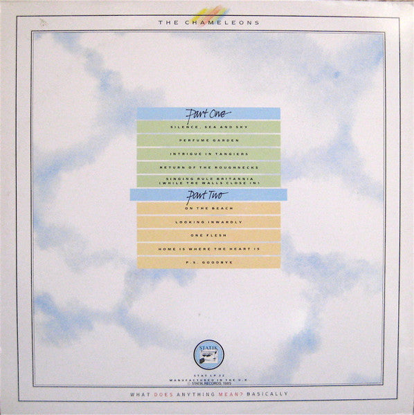 Image of Back Cover of LP - VG+/VG - THE CHAMELEONS, What Does Anything Mean? Basically (Statik Records; STAT LP 22, UK 1985, Gatefold, Inner), ,  - 3126126E