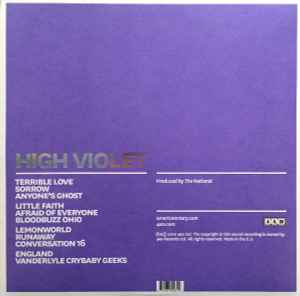 Image of Back Cover of 2xLP - NEW/NEW - THE NATIONAL, High Violet (4AD; CAD3X03, UK 2010, Gatefold, 2 Inners), , "High Violet," the fifth studio album by The National, was released in 2010 to widespread critical acclaim. The album features the band's signature brand of melancholic and introspective indie rock, with singer Matt Berninger's deep, emotive vocals at the forefront. The lyrics are often introspective, dealing with themes of love, loss, and relationships. The album features a number of standout tr