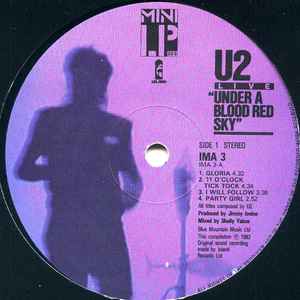 Image of Label Cover of 2144270S: Mini LP - U2, Live "Under A Blood Red Sky" (Island Records; IMA3, UK 1983, Black Inner) Edge Wear  VG/VG+