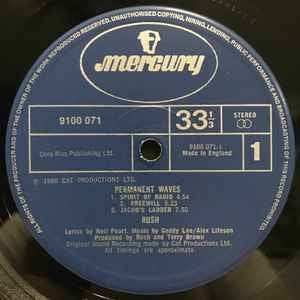 Image of Label Cover of LP - VG/VG - RUSH, Permanent Waves (Mercury; 9100 071, UK 1980, Inner), ,  - 3926357E