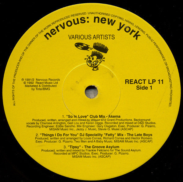Image of Label Cover of 2xLP - VG/VG - VARIOUS, Nervous Records: New York Album (React; REACTLP11, UK 1992, Picture Sleeve, 2 Inners), ,  - 3026161E