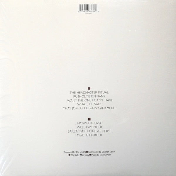 Image of Back Cover of LP - VG/VG - THE SMITHS, Meat is Murder (Rhino; 2564665878, UK 2012 Reissue, Inner, 180 Gram Vinyl), Crease on sleeve. Double bubbly label on one side.Light hairlines.,  - 3726040E