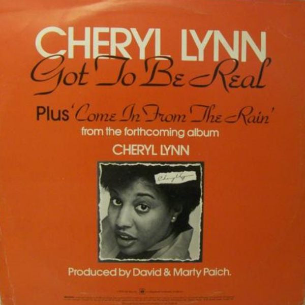 Image of Back Cover of 12" - G+/G+ - CHERYL LYNN, Got To Be Real (CBS; 12-6967, UK 1979, Picture Sleeve), Strong G+, plays VG. Minor creasing to sleeve and some small WOS.,  - 3526038E