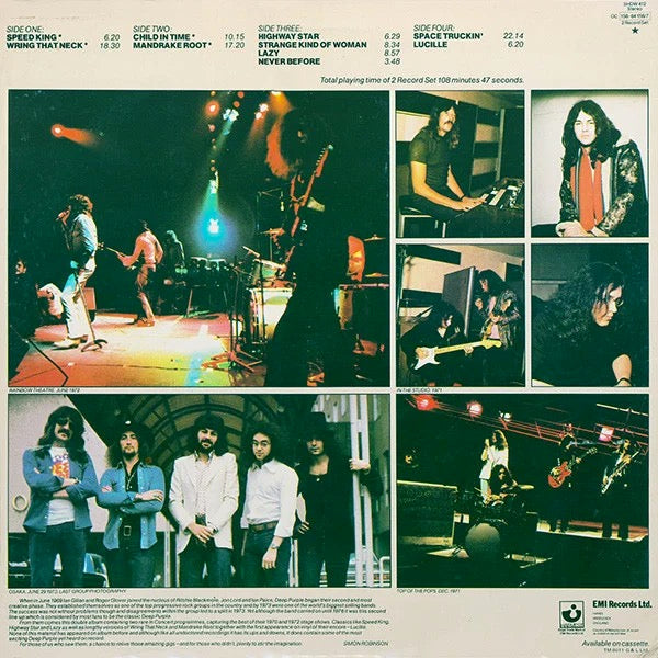 Image of Back Cover of 2914212C: 2xLP - DEEP PURPLE, In Concert (Harvest; SHDW 412, UK 1980, Gatefold, 2 Inners)   VG/VG